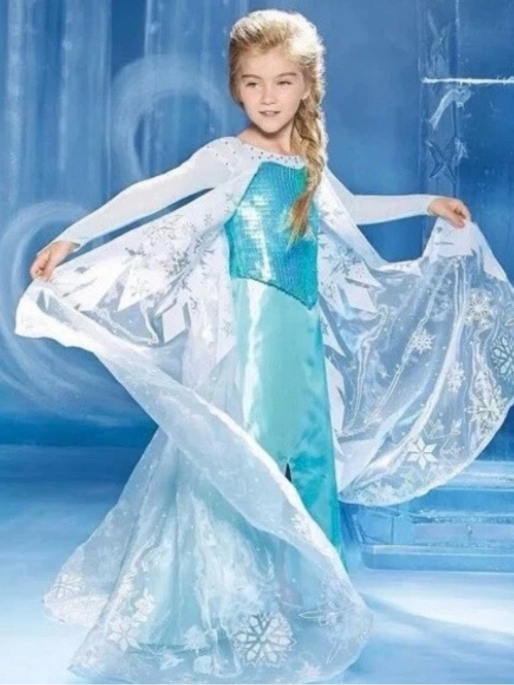 Chasing Fireflies Disney Frozen Ultimate Elsa Costume Sz 7 8 Long Dress w/ Train